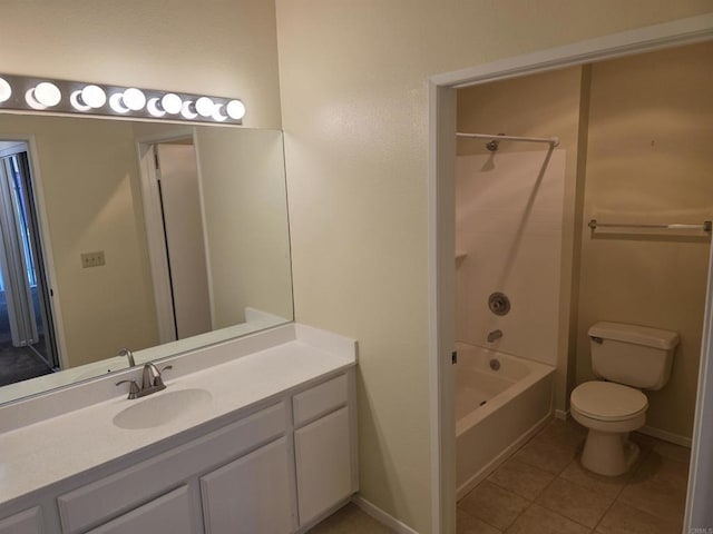 18680 Caminito Cantilena Unit 230, San Diego, CA 92128 - bathroom with vanity, tile patterned floors, and washtub / shower combination