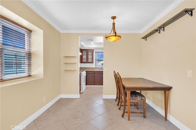 13303 Waco St Unit 62, Baldwin Park, CA 91706 - dining room featuring ornamental molding and light tile patterned flooring
