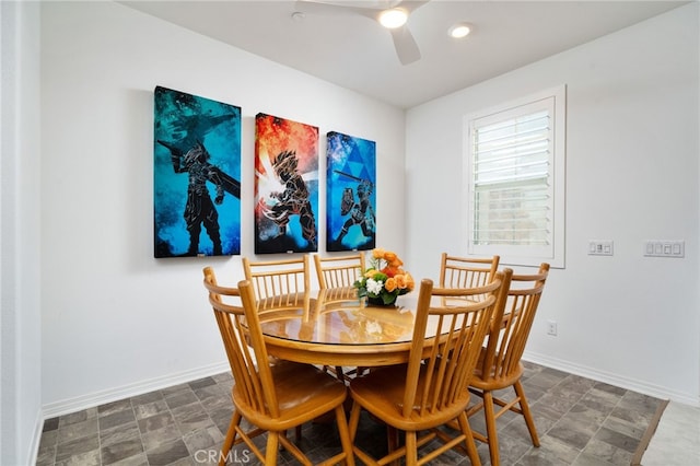 16502 Casa Grande Ave Unit 102, Fontana, CA 92336 - dining area with a ceiling fan and baseboards