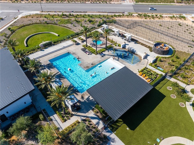 16502 Casa Grande Ave Unit 102, Fontana, CA 92336 - drone / aerial view of a pool area