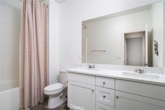 16502 Casa Grande Ave Unit 102, Fontana, CA 92336 - full bathroom featuring double vanity and shower / bath combo with shower curtain