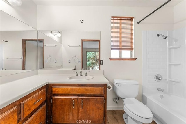 1204 San Jacinto, Redlands, CA 92373 - bathroom featuring bathing tub / shower combination, vanity, and wood finished floors