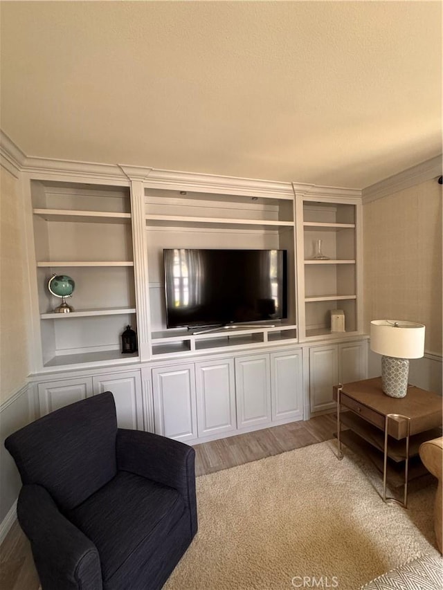 44 Arcata, Irvine, CA 92602 - living room featuring light wood finished floors and built in shelves