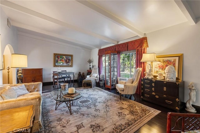 5266 Bluff St, Norco, CA 92860 - living area featuring wood finished floors and arched walkways