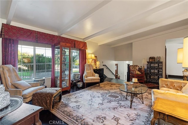 5266 Bluff St, Norco, CA 92860 - living room with beam ceiling and wood finished floors