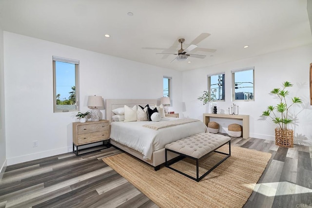 1506 Alvarado St, Oceanside, CA 92054 - bedroom with wood finished floors, recessed lighting, and ceiling fan