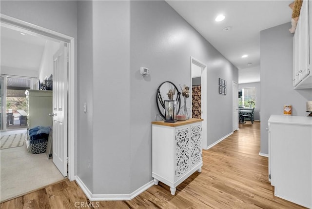 31164 Twilight Vista Dr, Menifee, CA 92584 - hallway featuring light wood-style flooring and recessed lighting