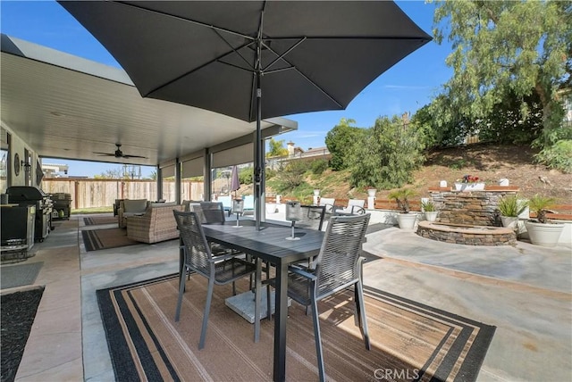 31164 Twilight Vista Dr, Menifee, CA 92584 - view of patio featuring outdoor dining space and ceiling fan