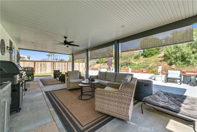 31164 Twilight Vista Dr, Menifee, CA 92584 - view of patio / terrace with outdoor lounge area and ceiling fan