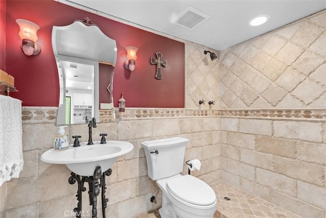 1200 Cerca, San Clemente, CA 92673 - full bathroom with tile walls, a tile shower, and wainscoting