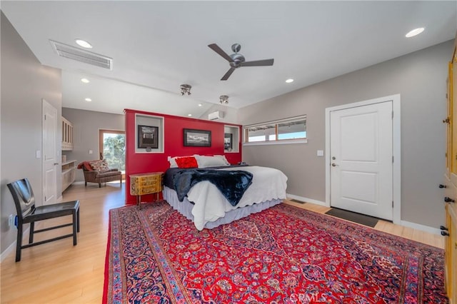 3165 Keeling Ave, Lakeport, CA 95453 - bedroom featuring multiple windows, light wood-type flooring, recessed lighting, and a ceiling fan