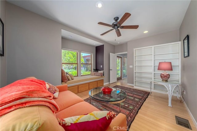 3165 Keeling Ave, Lakeport, CA 95453 - living area featuring light wood-style flooring, recessed lighting, and a ceiling fan