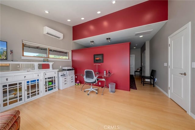 3165 Keeling Ave, Lakeport, CA 95453 - office space featuring wood finished floors, a wall mounted AC, and recessed lighting