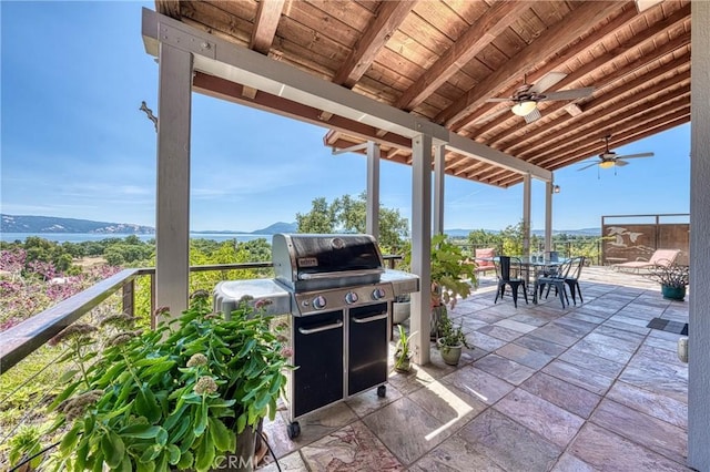 3165 Keeling Ave, Lakeport, CA 95453 - view of patio / terrace featuring a ceiling fan, outdoor dining space, and a grill