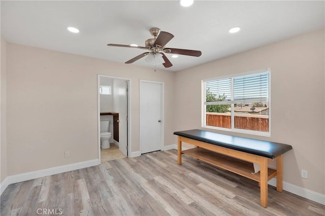 23859 S Rd, Apple Valley, CA 92307 - dining room featuring ceiling fan, wood finished floors, and recessed lighting