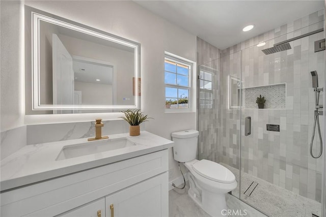 14181 Moore Ct, Irvine, CA 92606 - bathroom featuring vanity and a stall shower