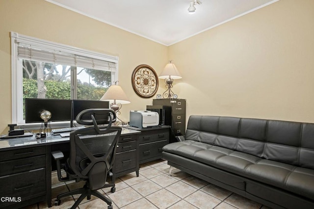 1501 Devonshire Dr, Oxnard, CA 93030 - office area featuring light tile patterned floors and crown molding