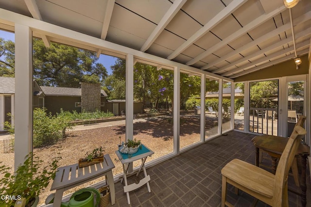 840 Fairview Rd, Ojai, CA 93023 - unfurnished sunroom featuring lofted ceiling