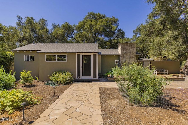 840 Fairview Rd, Ojai, CA 93023 - view of front of property featuring stucco siding, a shingled roof, and a patio area