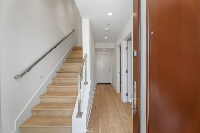 3306 Via Oporto, Newport Beach, CA 92663 - staircase with hardwood / wood-style floors and recessed lighting