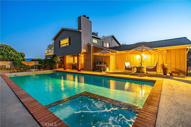 35870 Tierra Subida Ave, Palmdale, CA 93551 - view of swimming pool with a patio area, a diving board, and a pool with connected hot tub