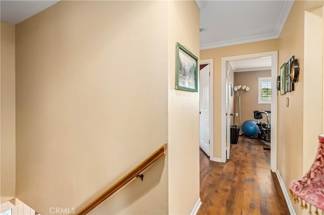 35870 Tierra Subida Ave, Palmdale, CA 93551 - hallway with dark wood-style flooring and ornamental molding