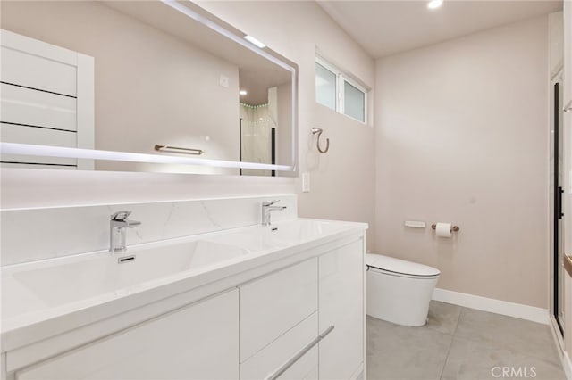 14625 Runnymede St, Van Nuys, CA 91405 - full bath with double vanity, a shower with shower door, and tile patterned floors