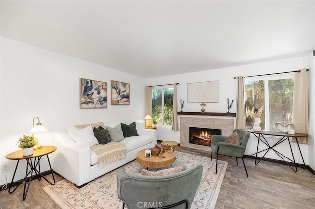 140 E El Norte Pkwy Unit 8, Escondido, CA 92026 - living area with a high end fireplace and wood finished floors