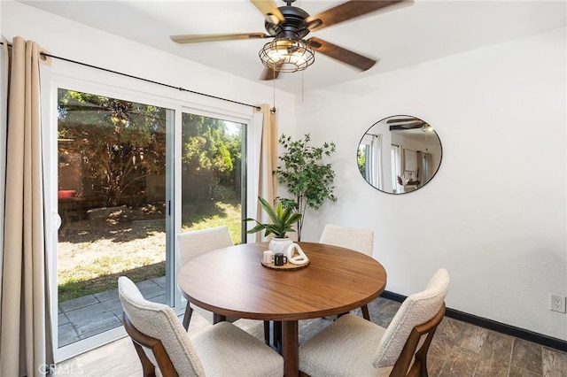 140 E El Norte Pkwy Unit 8, Escondido, CA 92026 - dining area featuring baseboards and ceiling fan
