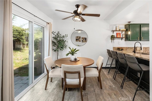 140 E El Norte Pkwy Unit 8, Escondido, CA 92026 - dining area featuring wood finished floors and ceiling fan