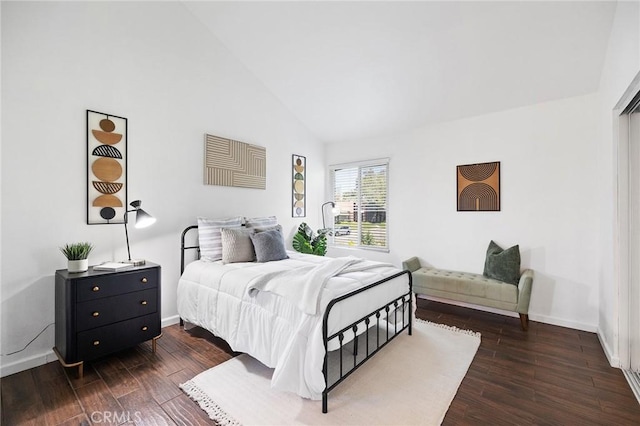 140 E El Norte Pkwy Unit 8, Escondido, CA 92026 - bedroom with wood finished floors and high vaulted ceiling