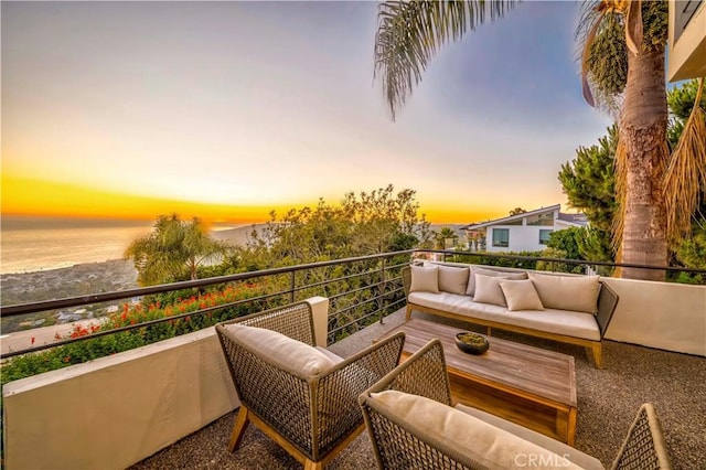 1195 La Mirada St, Laguna Beach, CA 92651 - balcony at dusk with an outdoor living space and a water view