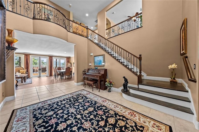 32409 Favara Dr, Temecula, CA 92592 - tiled entrance foyer with stairs, recessed lighting, and a high ceiling