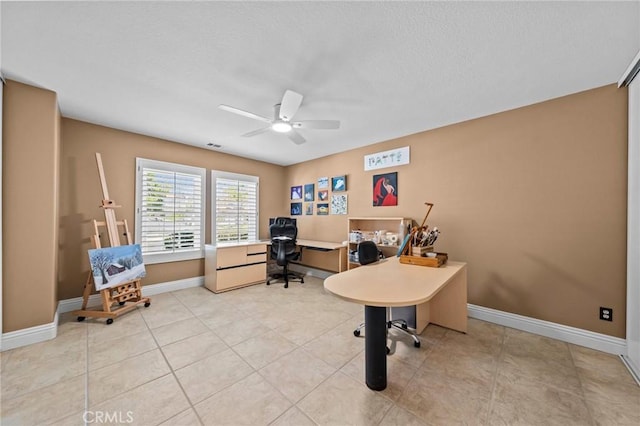 32409 Favara Dr, Temecula, CA 92592 - office area featuring a ceiling fan and baseboards