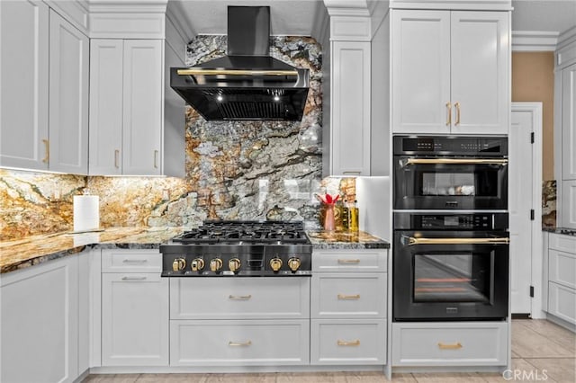 32409 Favara Dr, Temecula, CA 92592 - kitchen featuring extractor fan, gas cooktop, decorative backsplash, and light stone countertops