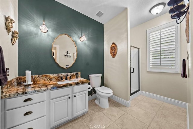 32409 Favara Dr, Temecula, CA 92592 - full bath featuring vanity, a shower stall, and tile patterned floors