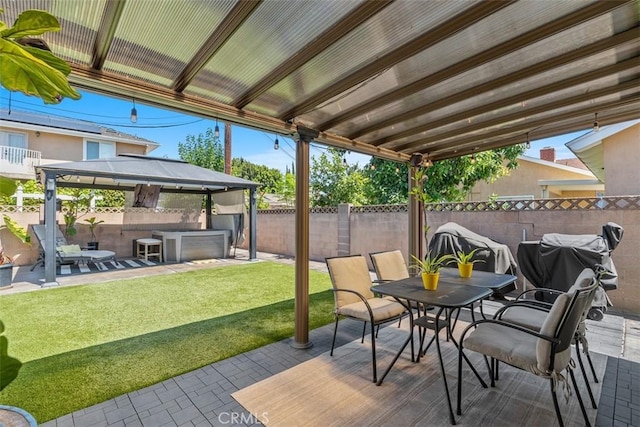 10622 Ashworth St, Bellflower, CA 90706 - deck with a gazebo, a patio area, a fenced backyard, and outdoor dining area