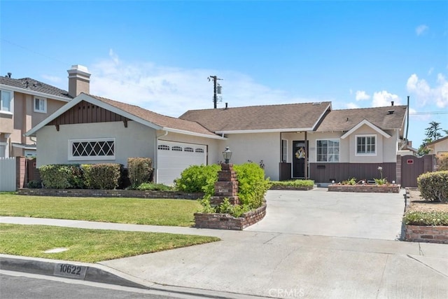 10622 Ashworth St, Bellflower, CA 90706 - ranch-style house with concrete driveway, a garage, and stucco siding