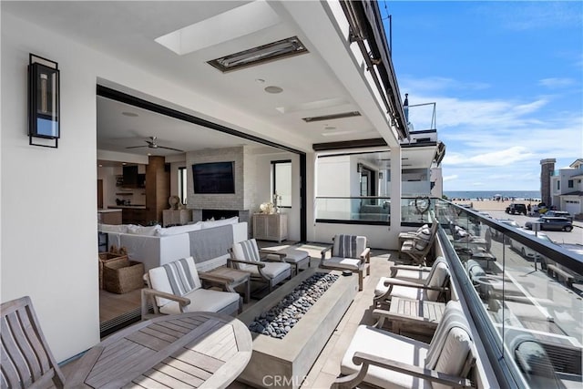 112 30th St, Newport Beach, CA 92663 - balcony with ceiling fan