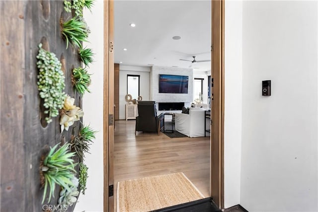 112 30th St, Newport Beach, CA 92663 - hall featuring wood finished floors and recessed lighting