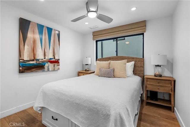 112 30th St, Newport Beach, CA 92663 - bedroom featuring wood finished floors, recessed lighting, and a ceiling fan