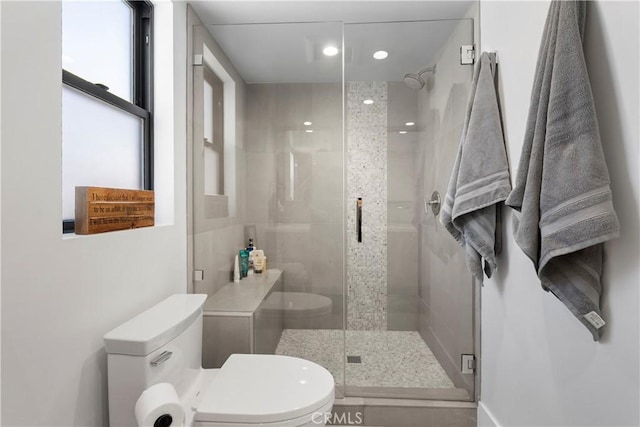 112 30th St, Newport Beach, CA 92663 - bathroom featuring a shower stall and recessed lighting