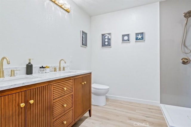 31 N 3rd St, Cayucos, CA 93430 - bathroom with a shower, double vanity, and wood finished floors
