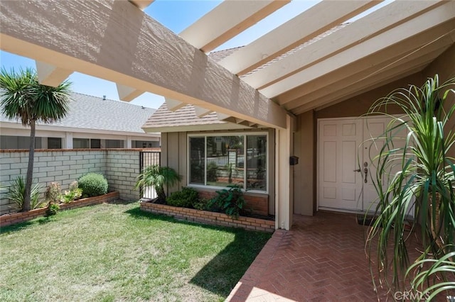 14652 Devonshire Ave, Tustin, CA 92780 - doorway to property featuring a pergola