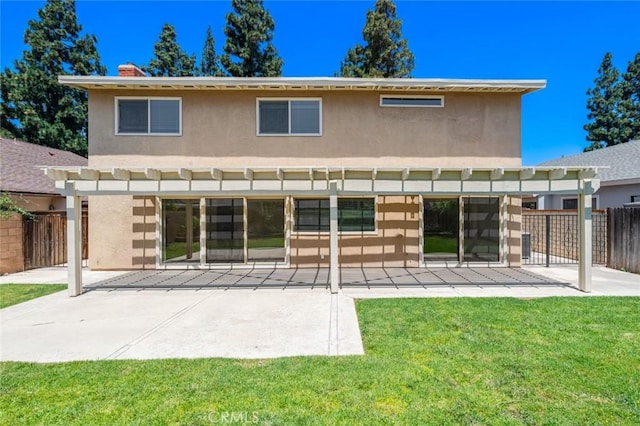 14652 Devonshire Ave, Tustin, CA 92780 - rear view of property with a pergola, stucco siding, a patio area, and a chimney