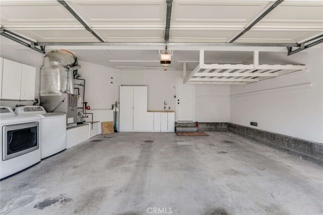 24961 Beachwalk Way, Dana Point, CA 92629 - garage featuring washer and clothes dryer, a garage door opener, and heating unit