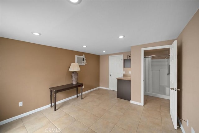 1756 6th St, Los Osos, CA 93402 - unfurnished room featuring light tile patterned floors, recessed lighting, and a wall mounted air conditioner