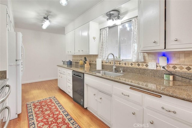 1242 2nd Pl, Calimesa, CA 92320 - kitchen featuring dishwasher, backsplash, range, and white cabinetry