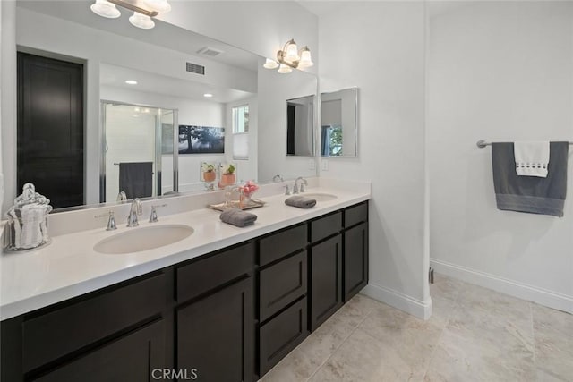 9359 Ranada Cir, Atascadero, CA 93422 - bathroom with double vanity and a shower stall
