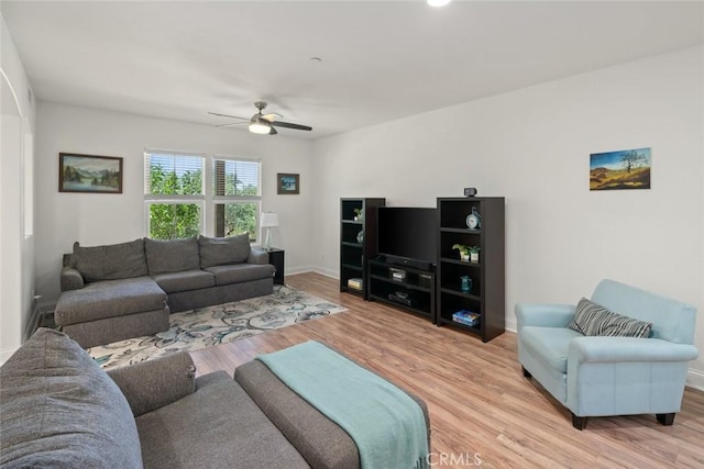 9359 Ranada Cir, Atascadero, CA 93422 - living room with a ceiling fan and light wood-style floors